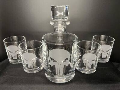 Premium Round 31 oz. Decanter Set w/ 4 13 oz. Rocks Glasses