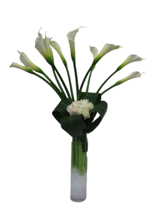 Calla Lilies With Ball of Roses