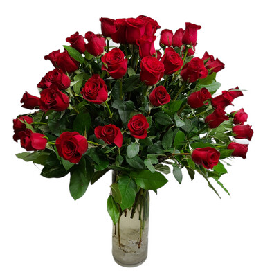 3 Dozen Roses In A Tall Vase