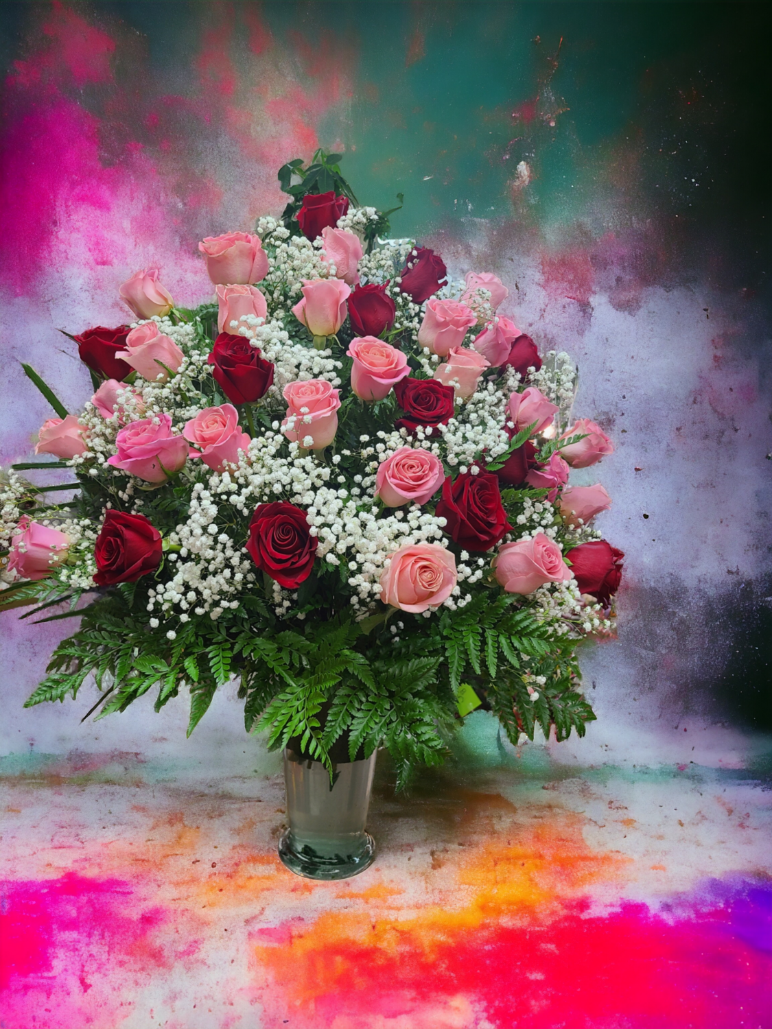 3 Dozen Roses Pink And Red Roses