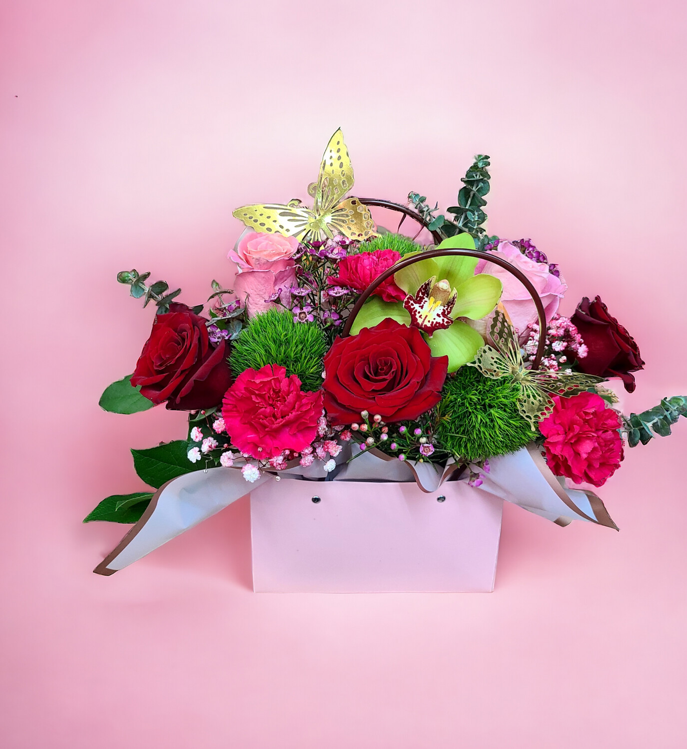 Mixture Of Flowers In Handbag