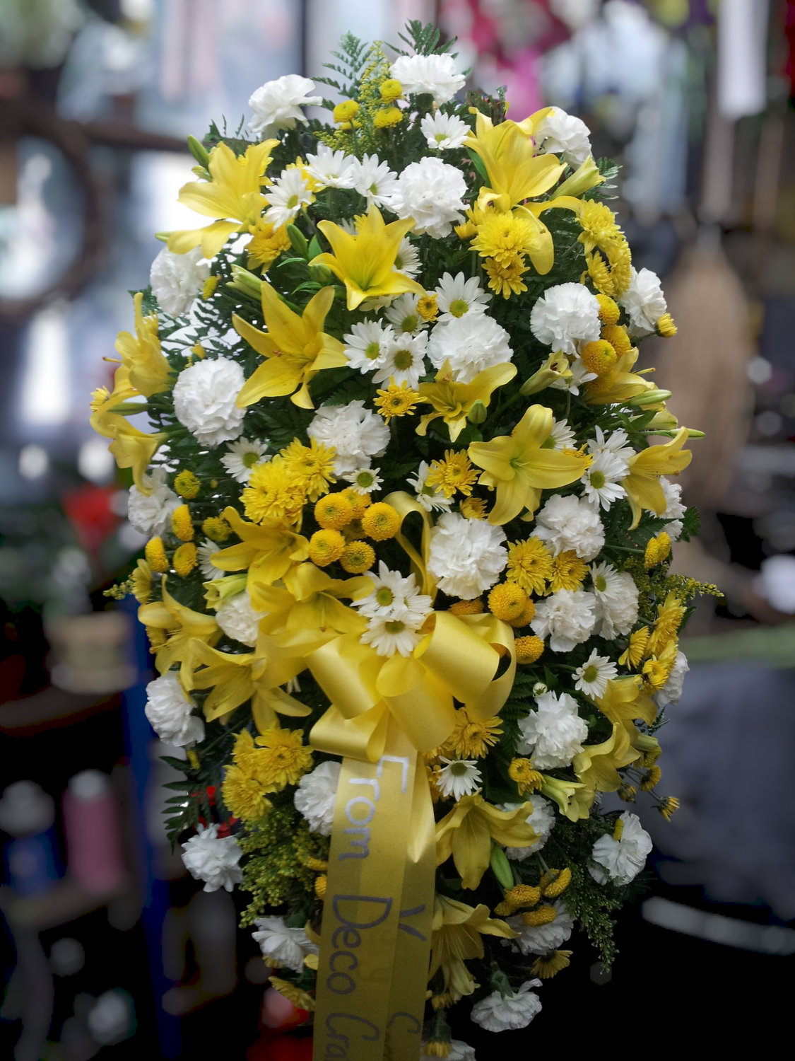 Yellow And White Sympathy Spray