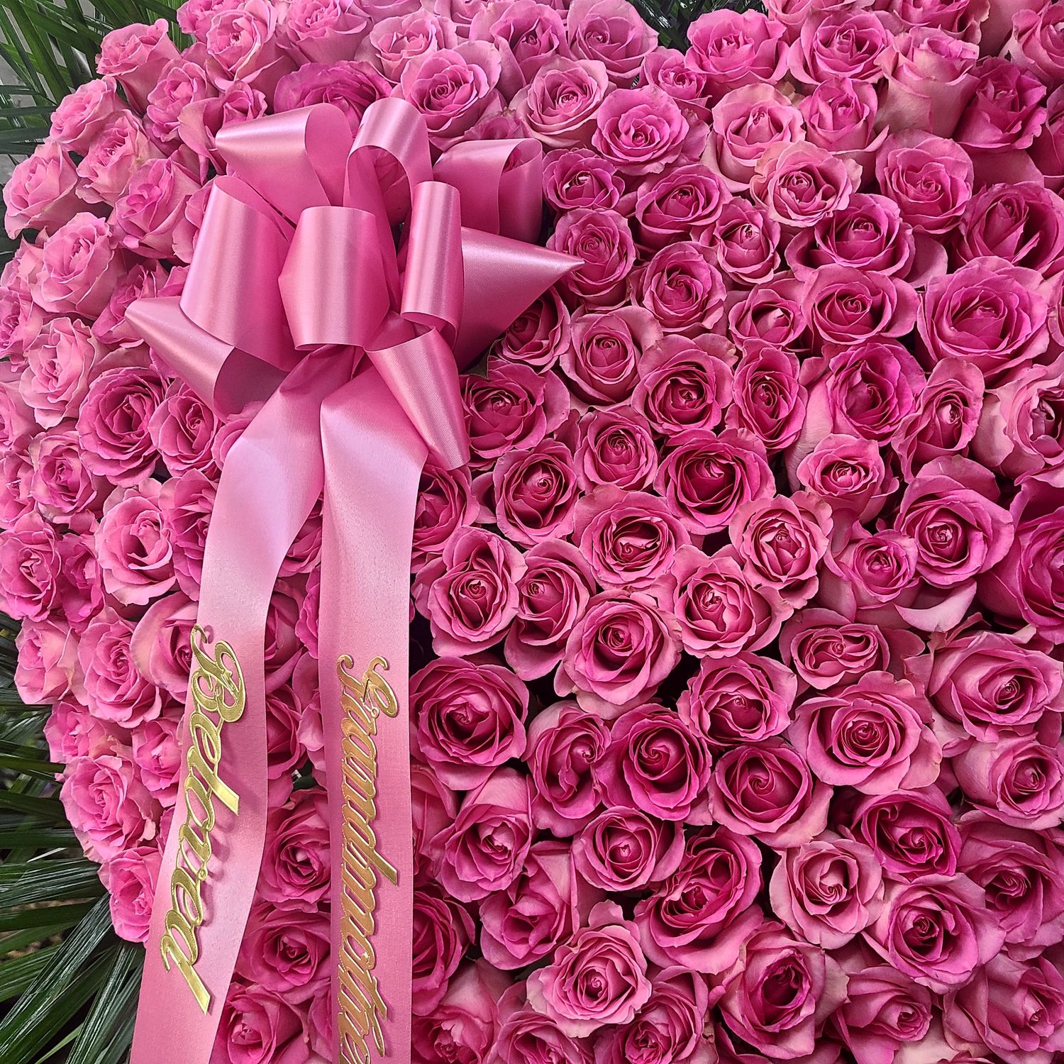Pink Rose Funeral Heart