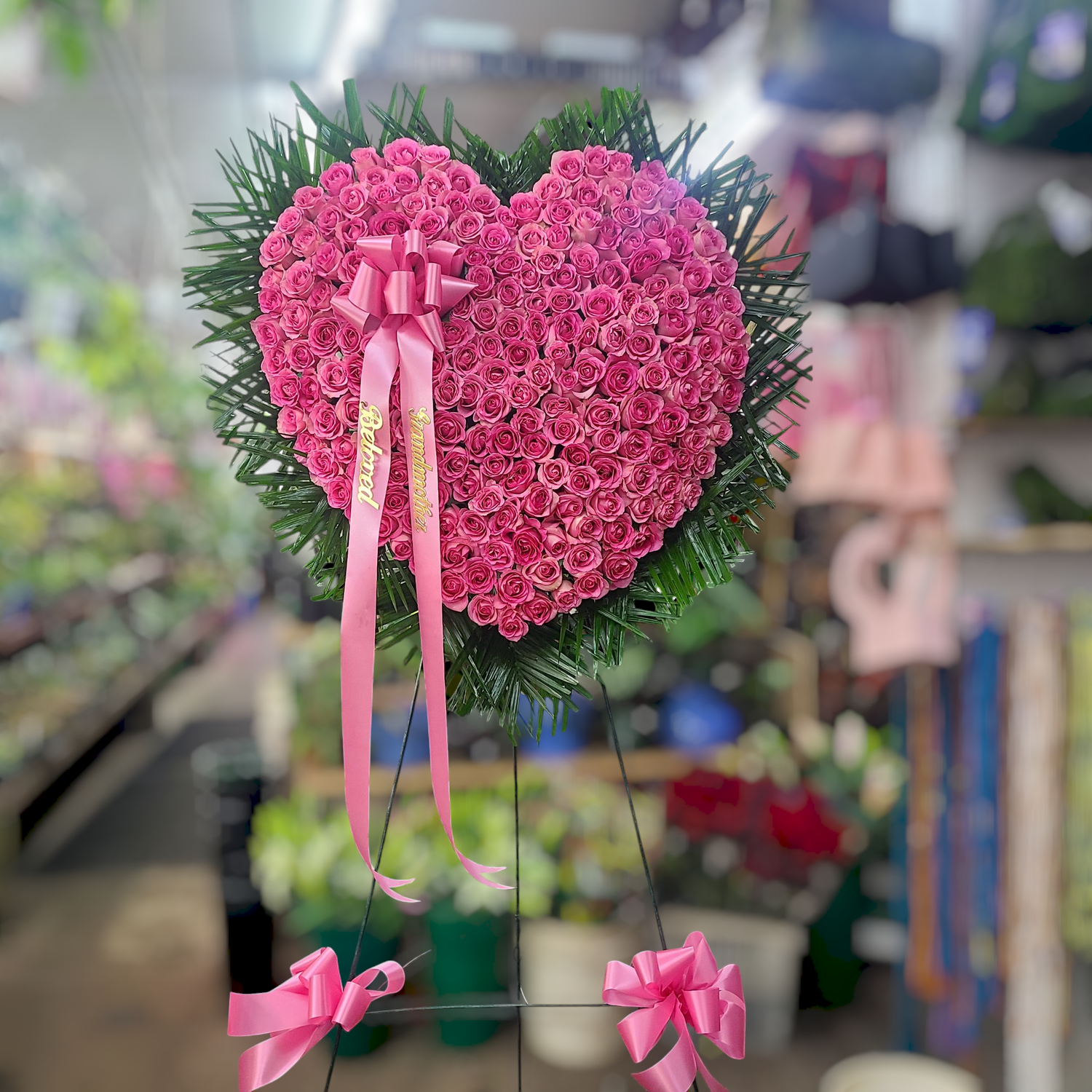 Pink Rose Funeral Heart