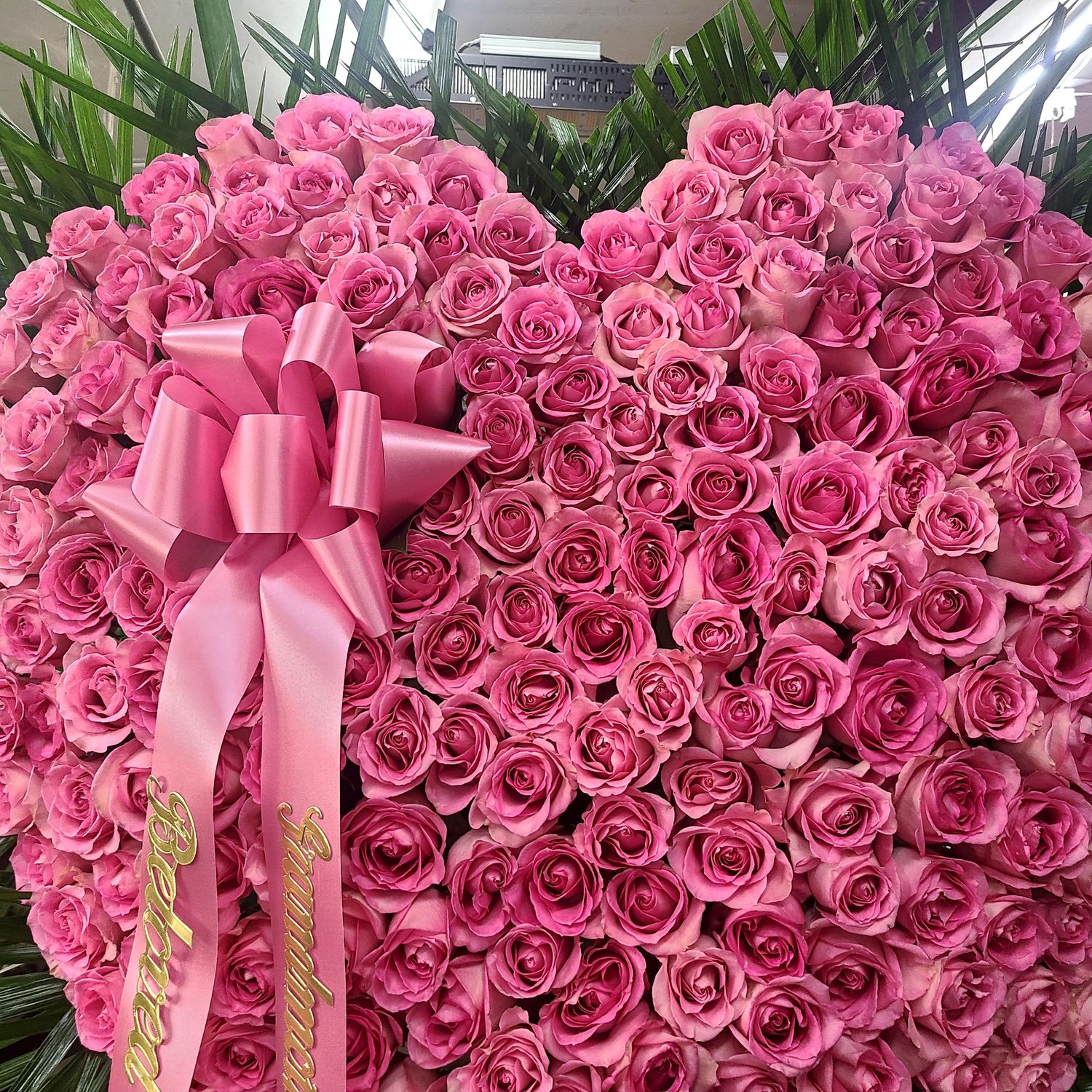 Pink Rose Funeral Heart