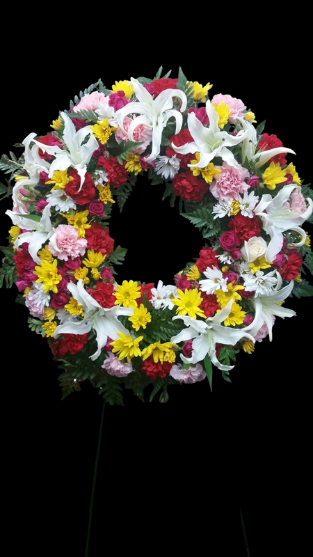 Mix Sympathy Wreath Full of Lilies
