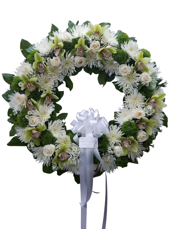 White And Green Sympathy Wreath
