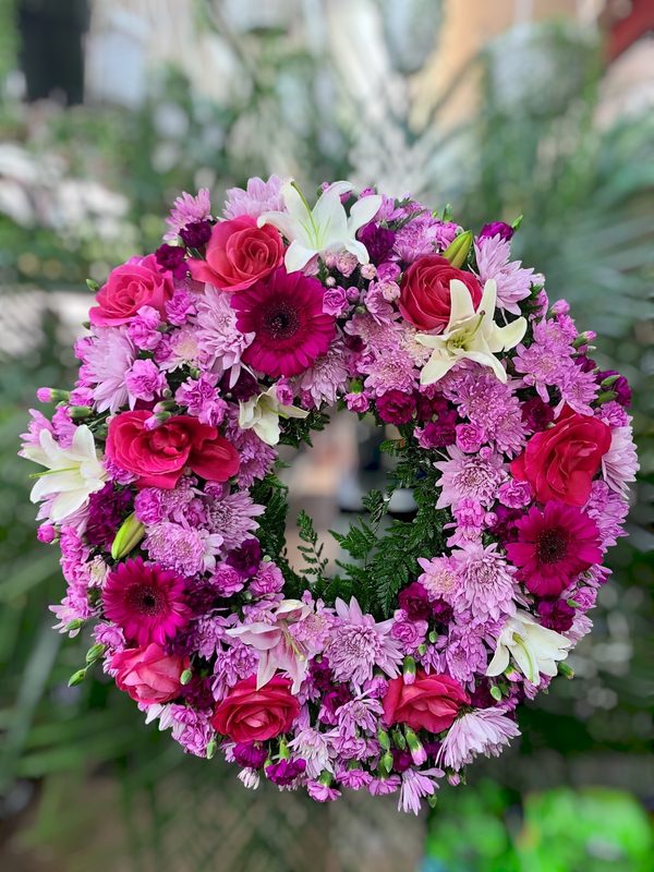 Mix Purple Themed Sympathy Wreath