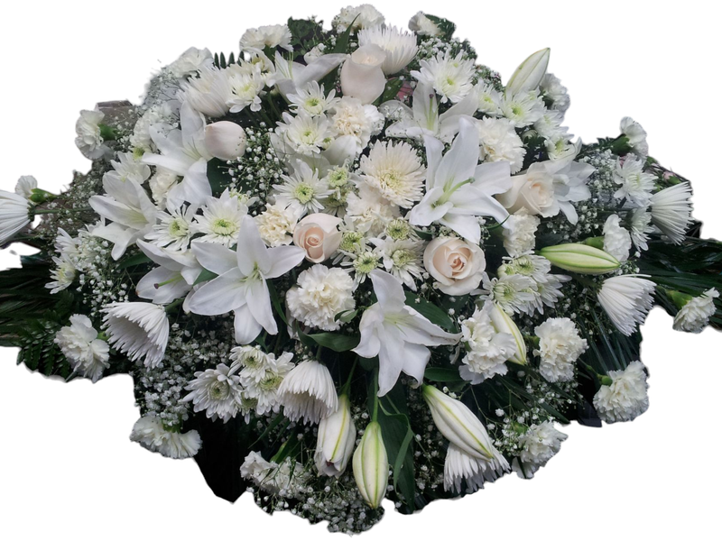 Classic White Casket Flower Arrangement 