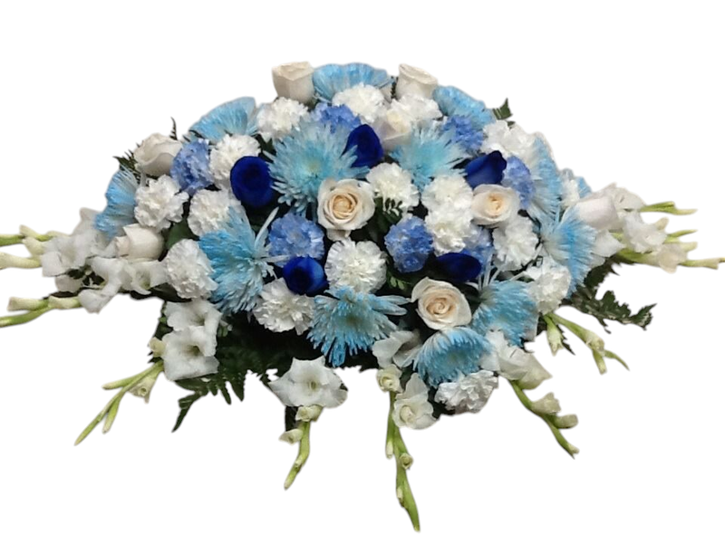 Blue Casket Flower Arrangement 