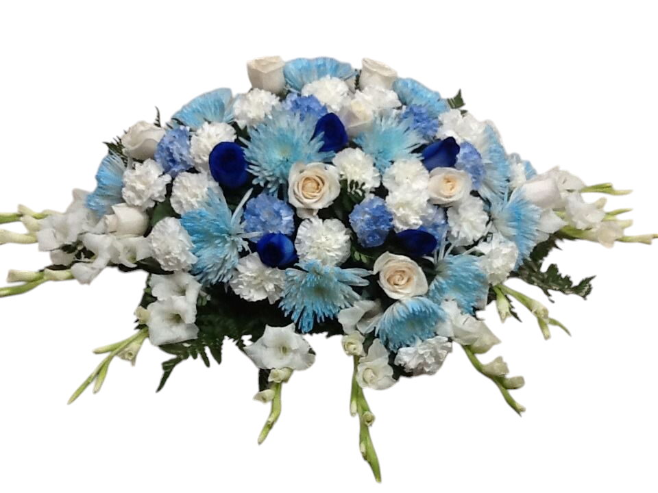 Blue Casket Flower Arrangement 