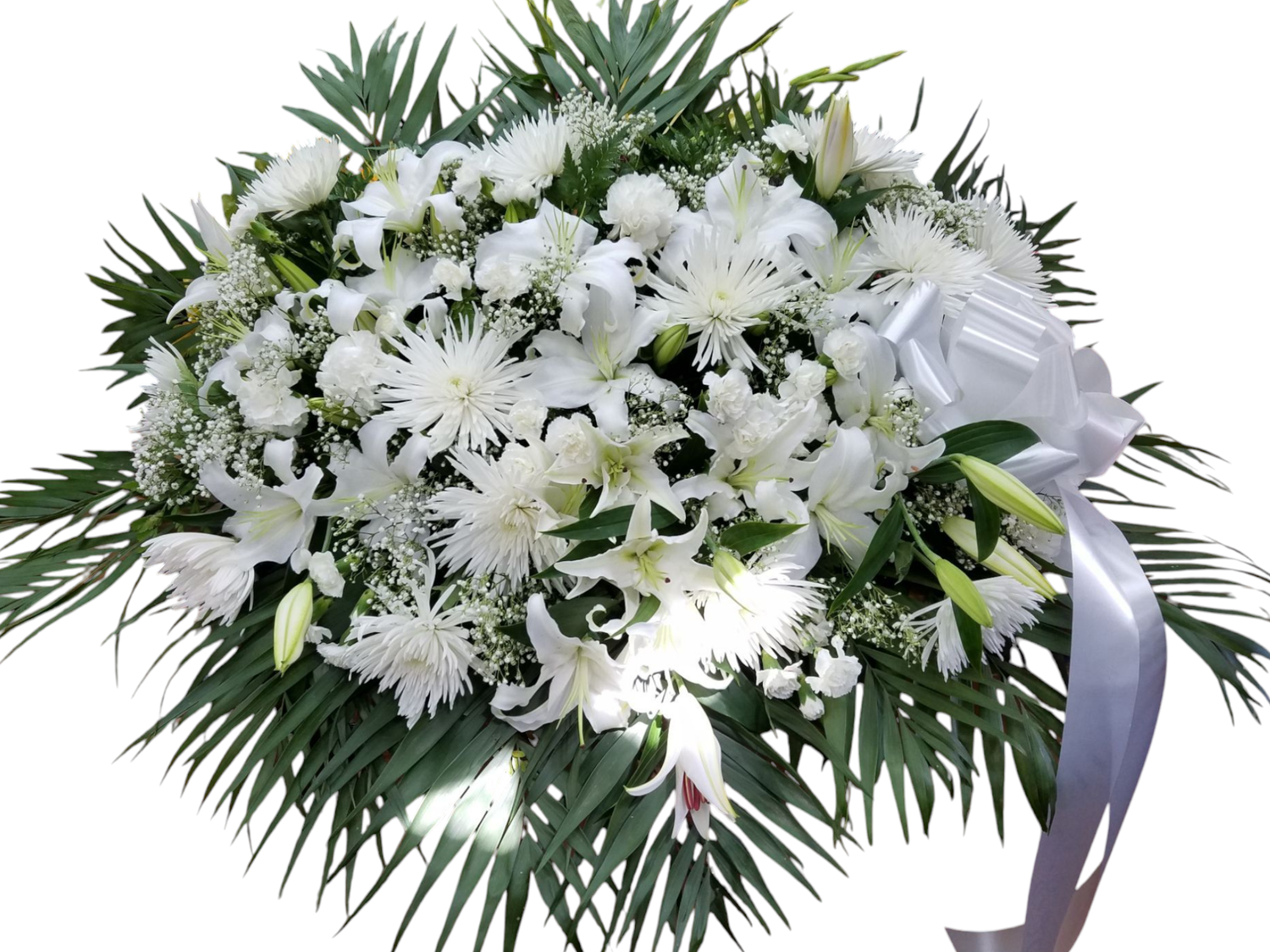 White Lily Casket Flower Arrangement 