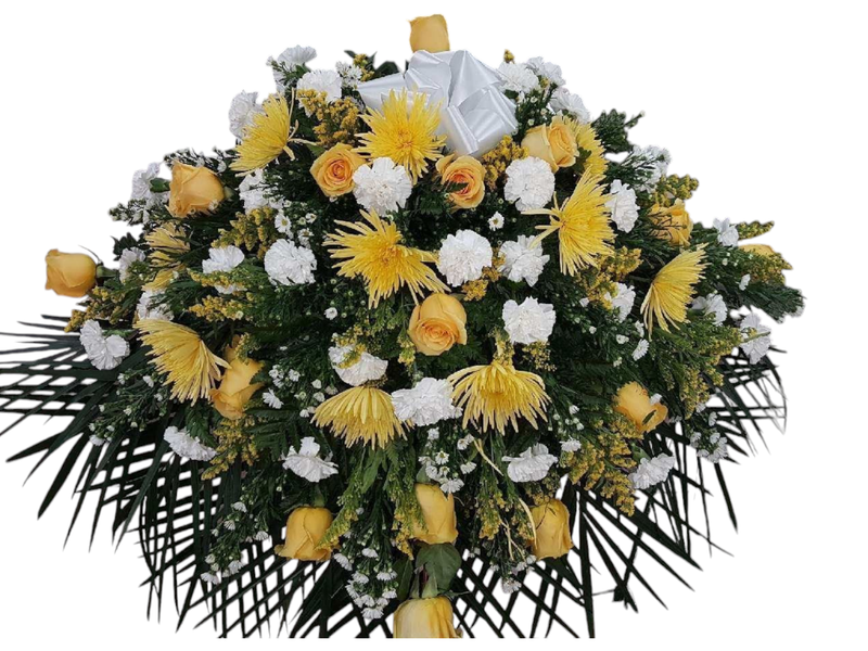 Yellow Casket Flower Arrangement 