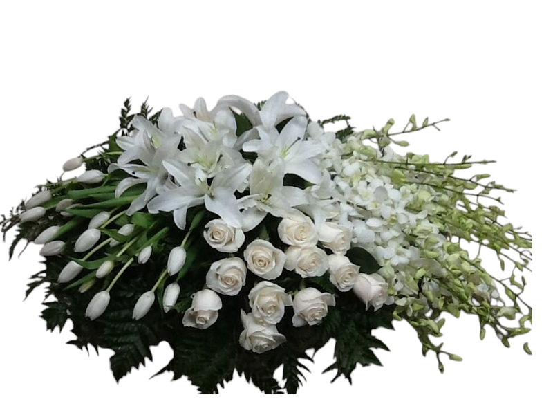 Modern White Flower Casket Arrangement 