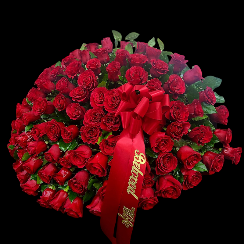 Exquisite 100 Red Roses Casket Arrangement 
