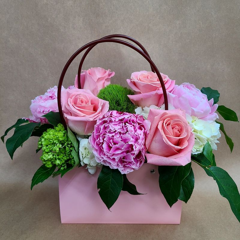 Pink Flowers In Handbag