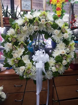 White And Green Sympathy Wreath