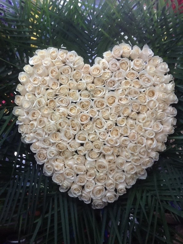 White Rose Funeral Heart