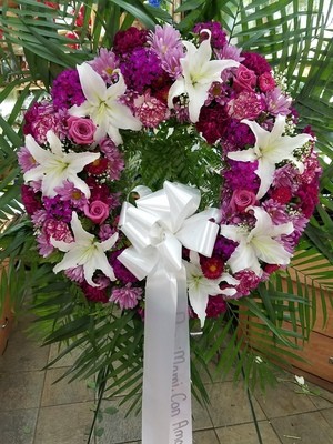 Mix Purple Themed Sympathy Wreath