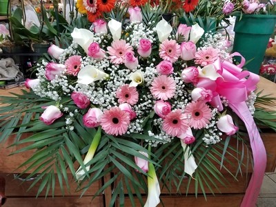 Sympathy Casket Of Pinks And Whites