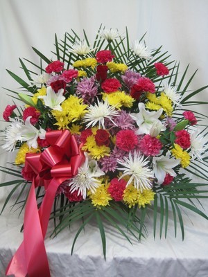 Small Funeral Basket of Mixed Flowers