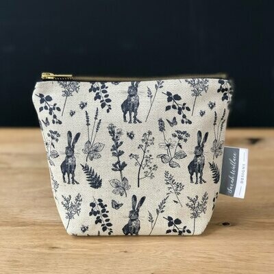 Navy Hare Repeat Cosmetic Bag