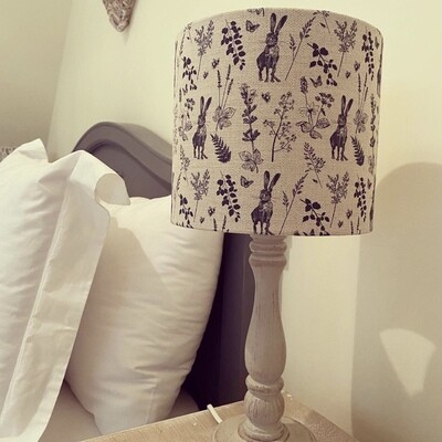 Navy Repeat Hare Small Lampshade