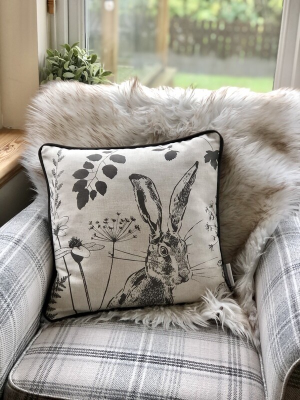 Grey Hare Cushion - Large Hare