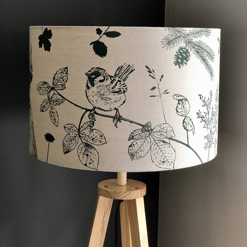 Garden Birds Large Lampshade (dark green) - IN STOCK