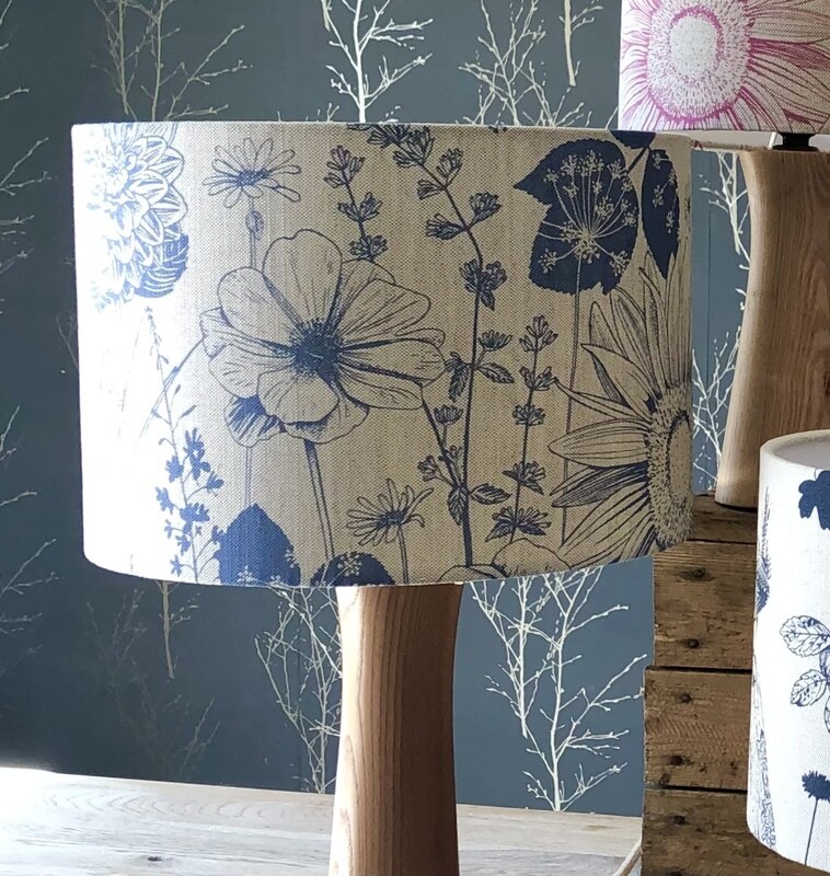 Floral Blooms Cornflower Blue Medium Lampshade - IN STOCK