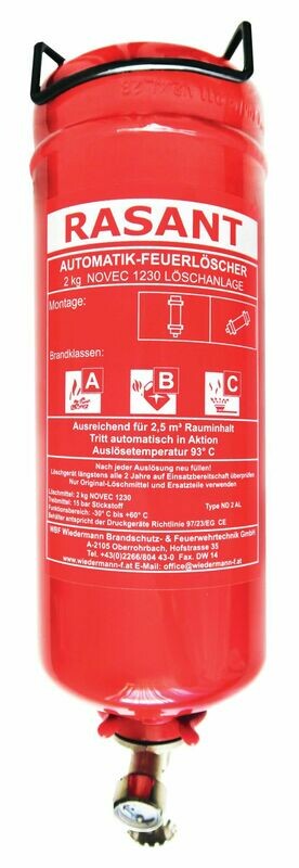 Automatik Feuerlöscher geeignet für Motorräume bis 2,5 m³ Rauminhalt Automatik Feuerlöscher geeignet für Motorräume bis 2,5 m³ Rauminhalt