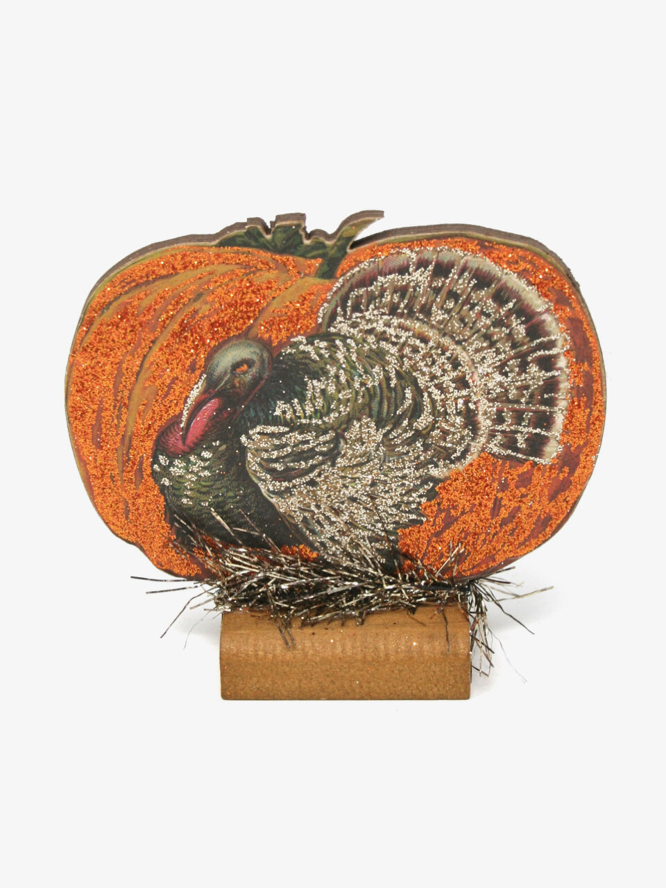 Turkey with Pumpkin Sign on Stand