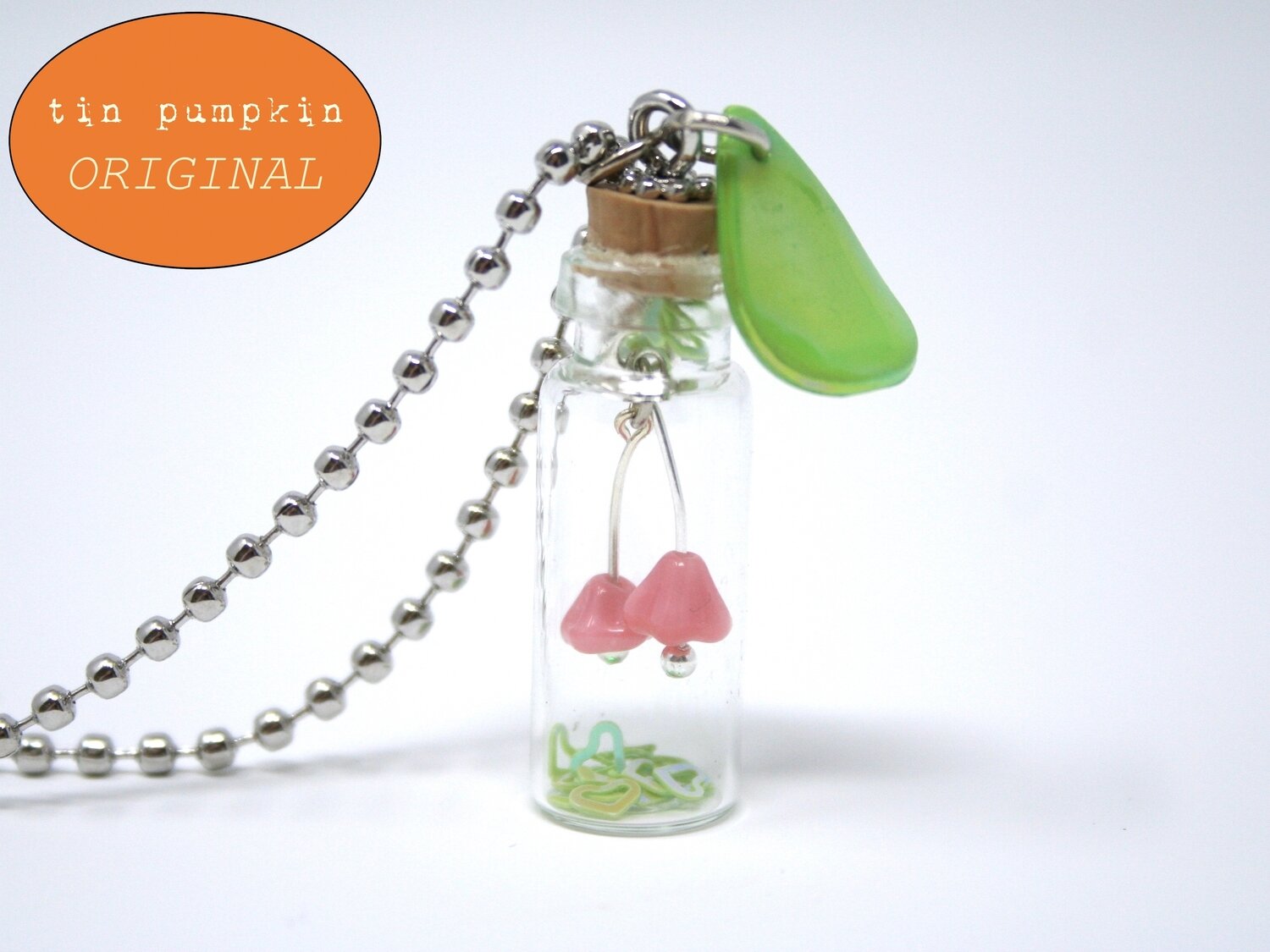 Treasure Vial Necklace - Hearts and Flowers