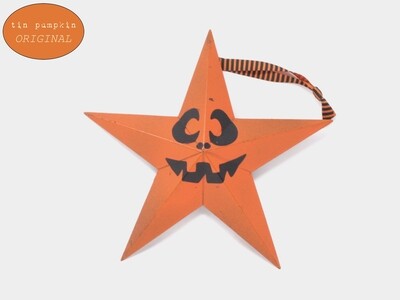 Distressed Metal Star Jack o’ Lantern Ornament with Nose