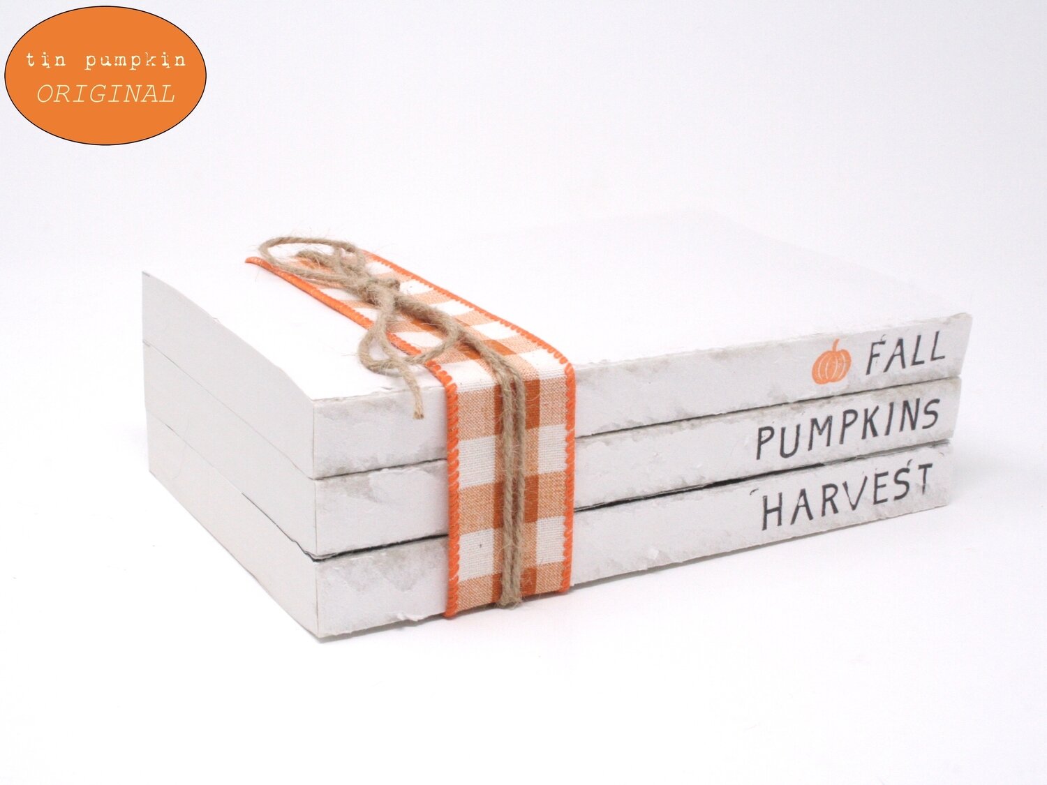 Farmhouse Stamped Book Stack - Fall Pumpkins Harvest