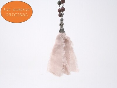 Pale Pink Tassel Necklace - 38" chain
