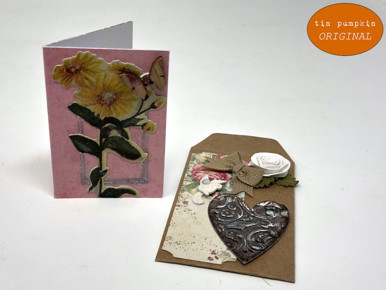 Hand Embellished Card & Envelope - Yellow Flower