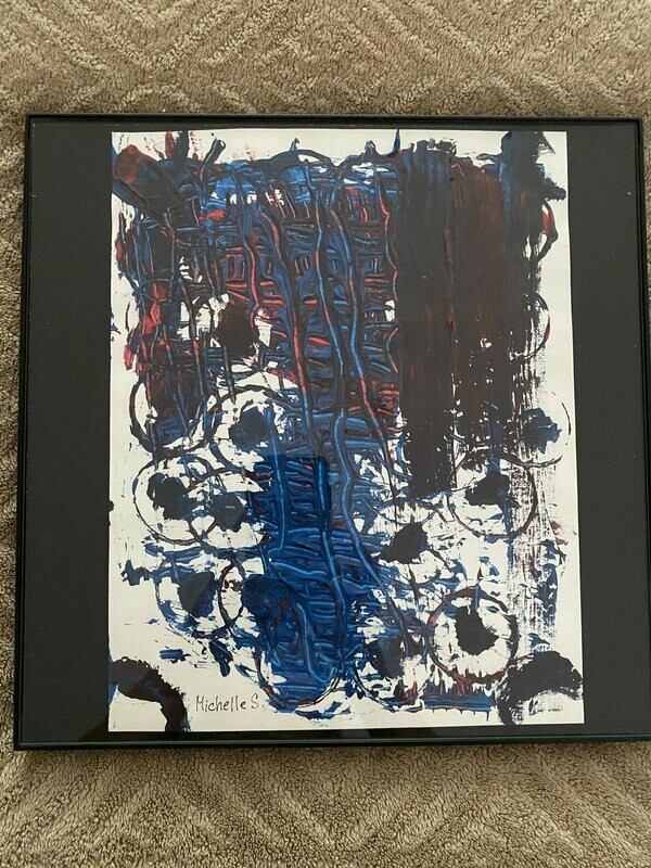 ​Framed original acrylic abstract waterfall 12x12