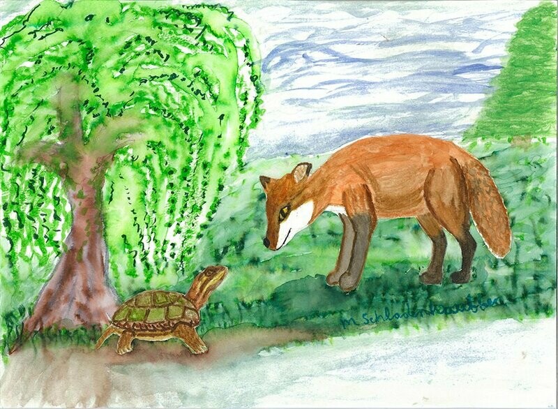 Fox and Turtle Poster Prints 11x14
