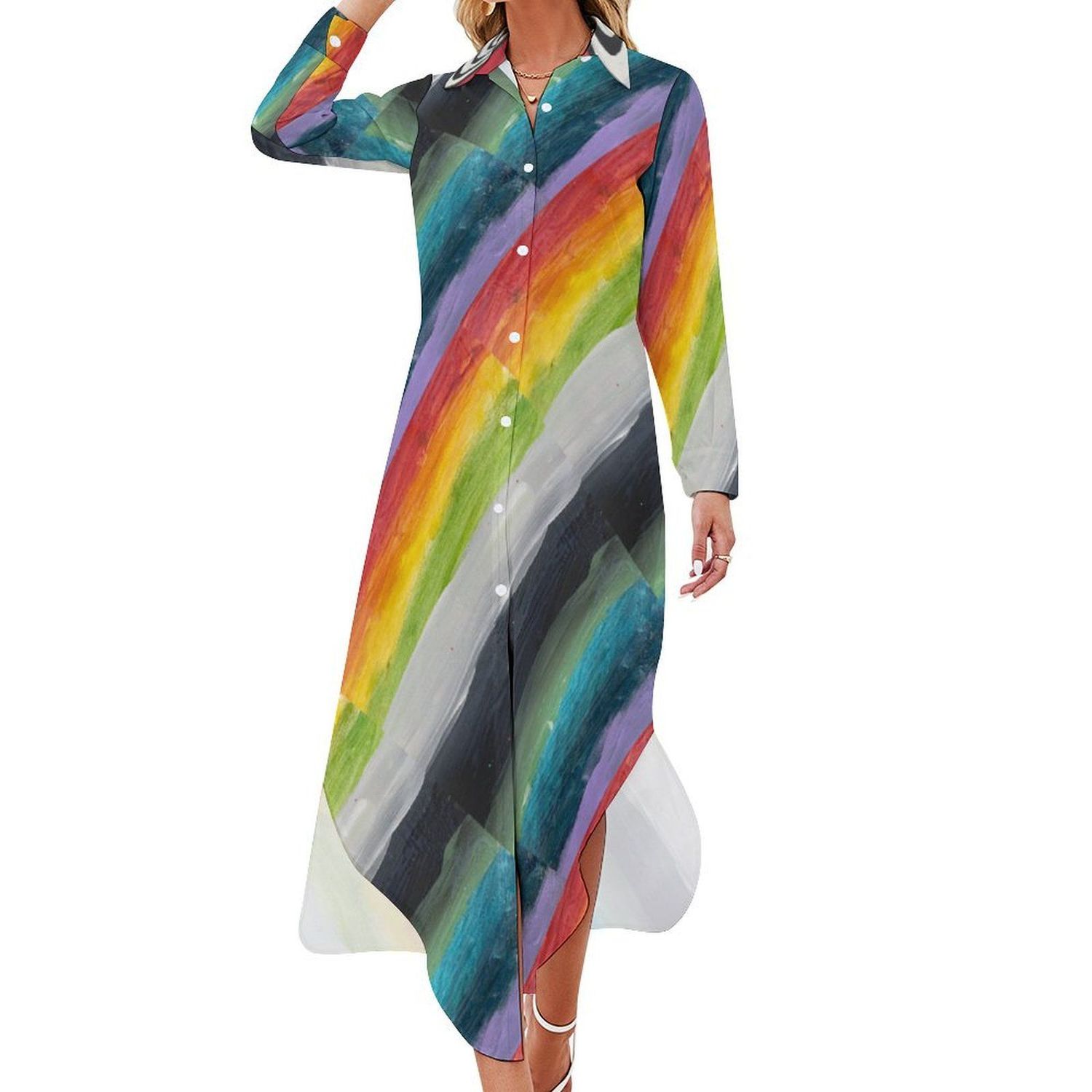 Taste the Rainbow relax fit button up dress [Pre-Sale]