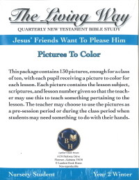 The Living Way Nursery Yr 2 Jesus' Friends Want to Please Him - Winter Pictures to Color