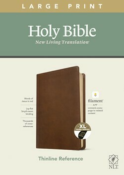 NLT Thinline Large Print Reference Bible, Filament Enabled Edition, LeatherLike, Rustic Brown, Indexed
