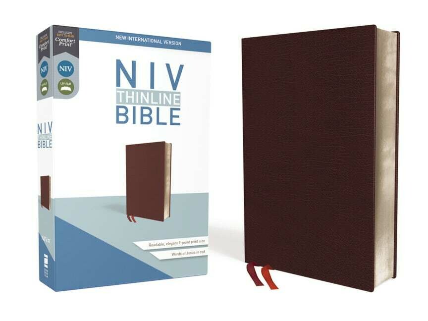 NIV Thinline Bible, Bonded Leather, Burgundy 
