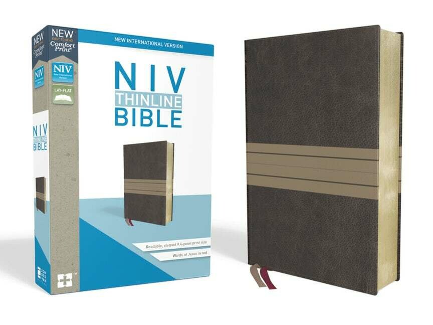 NIV Thinline Bible Brown/Tan Leathersoft