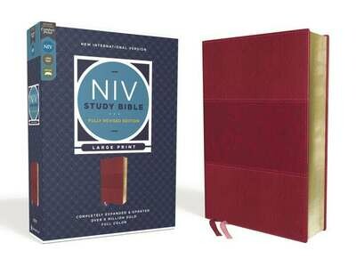 NIV Large Print Study Bible (Revised Edition), Leathersoft, Burgundy 