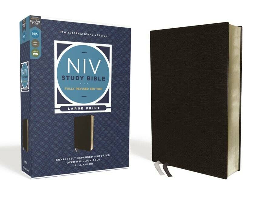 NIV Large Print Study Bible (Revised Edition), Bonded Leather, Black 