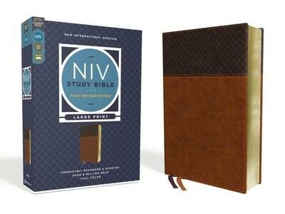NIV Study Bible Revised Edition Large Print Brown Leathersoft