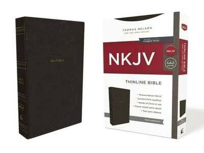 NKJV Thinline Bible, Leathersoft, Black, Indexed