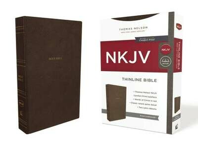 NKJV Thinline Bible, Leathersoft, Brown, Indexed