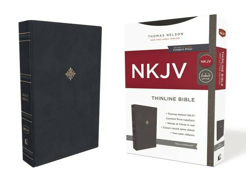 NKJV Thinline Bible, Leathersoft, Navy, Indexed